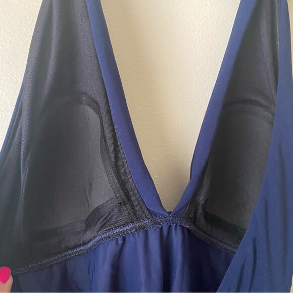 Magicsuit | Yvonne One Piece Swimsuit Dress Halter Neck Ruched Navy Blue Size 8 - Picture 6 of 8